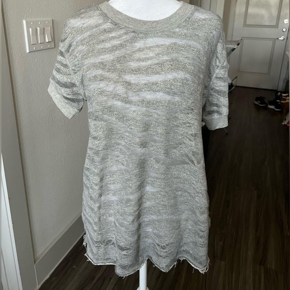 IRO Gray Short Sleeve Tee with Textured Look